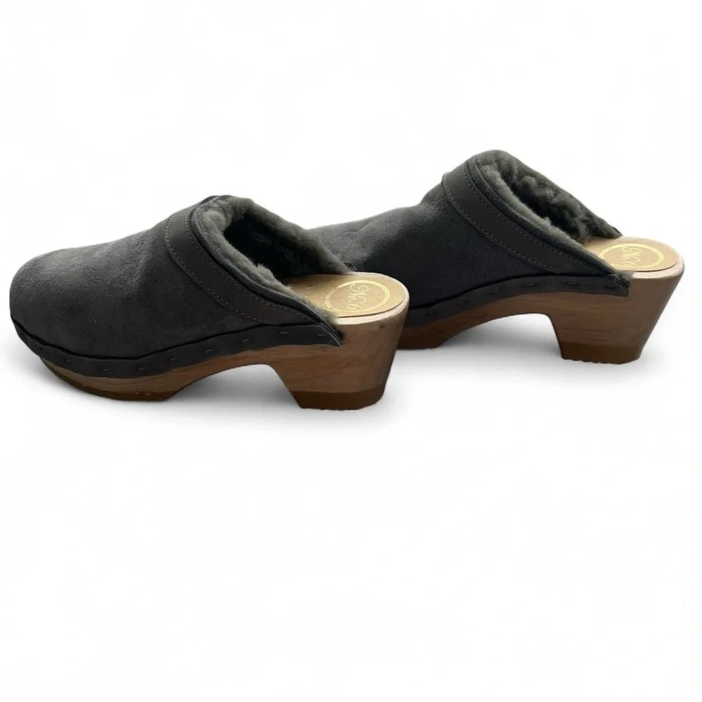 No. 6 Shearling Dakota Clogs Grey Suede Sz 36 us 6 - Picture 5 of 8